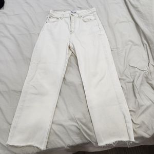ZARA cream white straight leg jeans